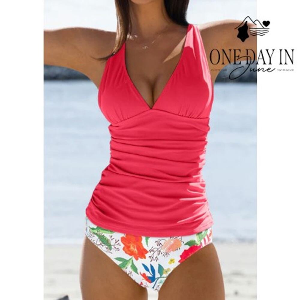 Beachsissi Floral Tankini Swimsuit Size M